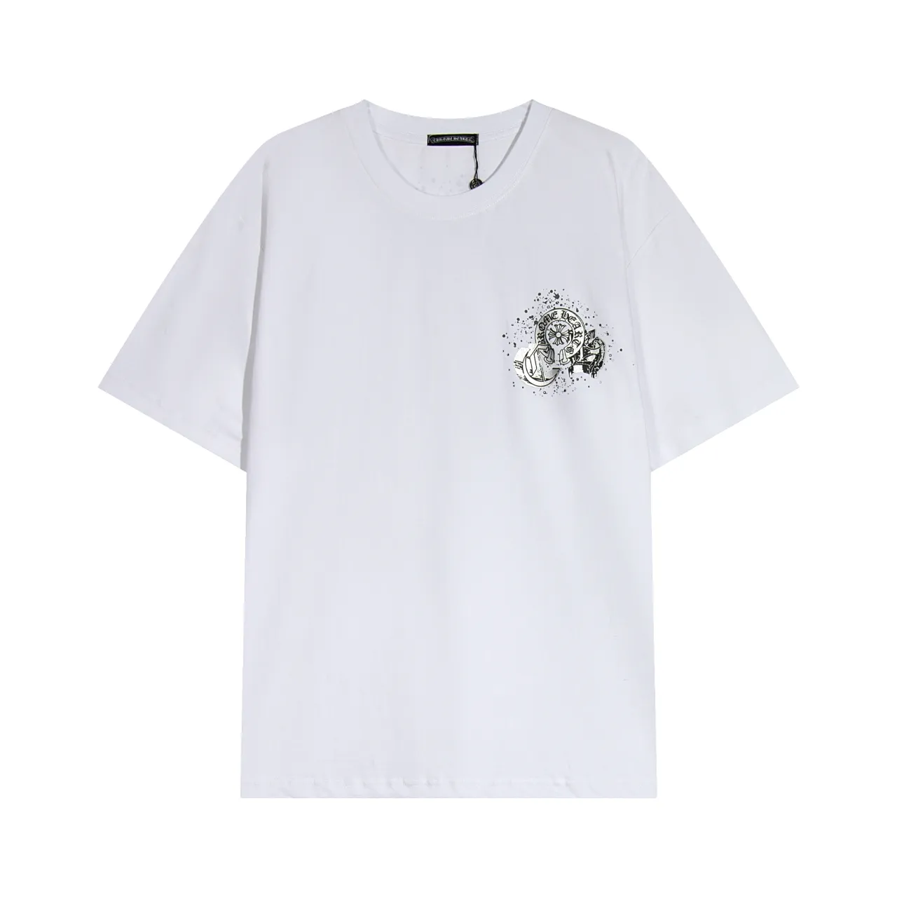 P170 Chrome Hearts Chrome Hearts Inkjet Gypsophila Hot Diamond Sanskrit Short Sleeves Size: SMLXL Color: Black White